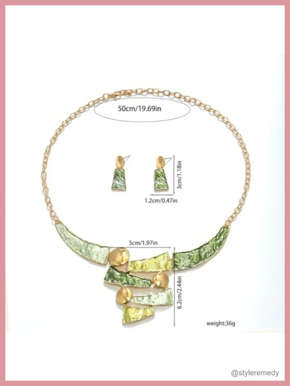 Large Statement Necklace & Earring Set, Chunky Enamel Bib Necklace, Dangle